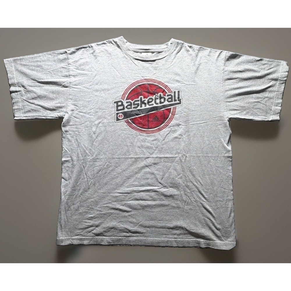 Vintage Adidas Basketball Graphic T Shirt 2003 Gray Sz. Size XL